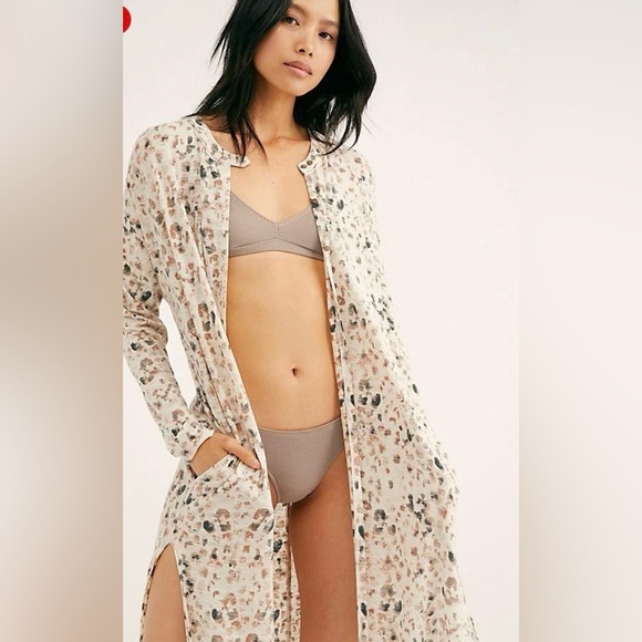 Intimately By Free People Dresses & Skirts - Intimately Free People Cheetah Print Maxed Out Maxi Button Dress Robe Duster Med